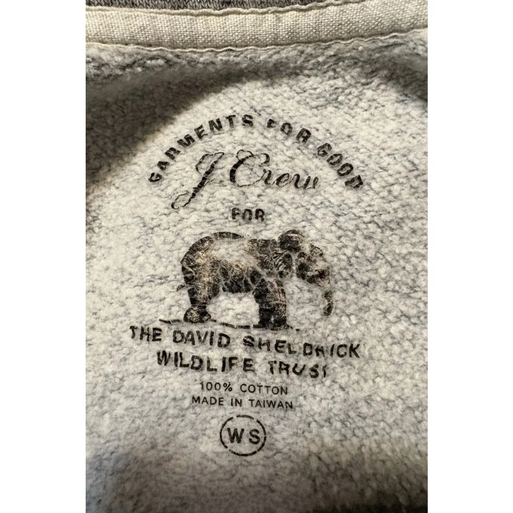 J.Crew “For the Love of Elephants” Sweatshirt • Women’s Small • Blue Graphic Cre